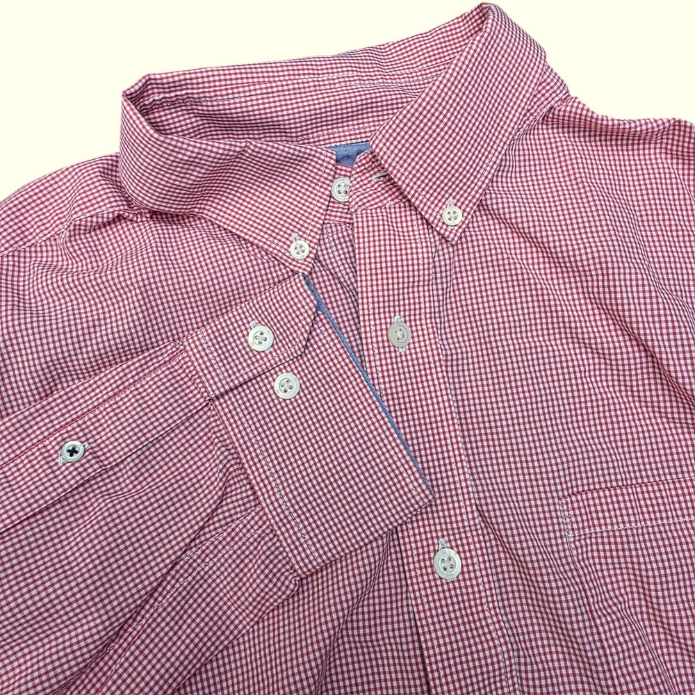 Banana Republic‎ Mens Softwash Tailored Slim Fit Red Gingham Button Down Shirt L